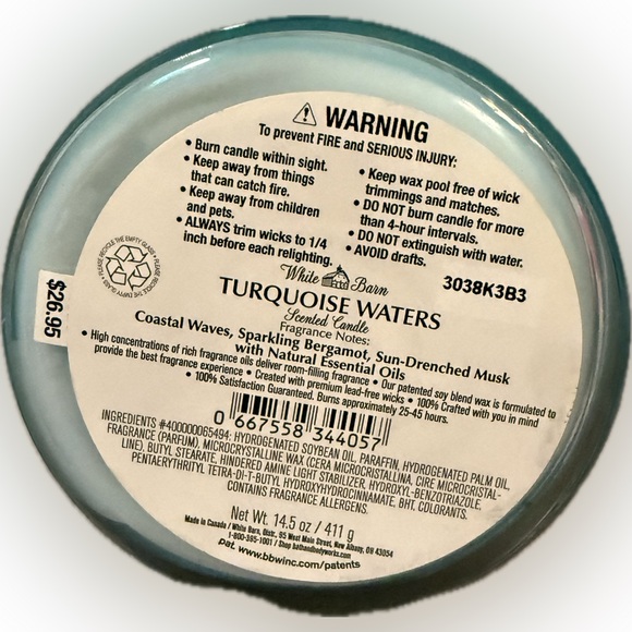 🌊WHITE BARN🌊Turquoise Waters 3-Wick Candle/NWT - Picture 6 of 6